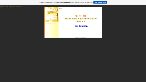 Website Screenshot: Fa. Pi-Ro 
Rund ums Haus und Garten Service - Pi-Ro - Home - Date: 2023-06-26 10:18:49