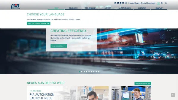 Website Screenshot: PIA Automation Austria GmbH - PIA Automation - PIA Group - Date: 2023-06-26 10:18:49