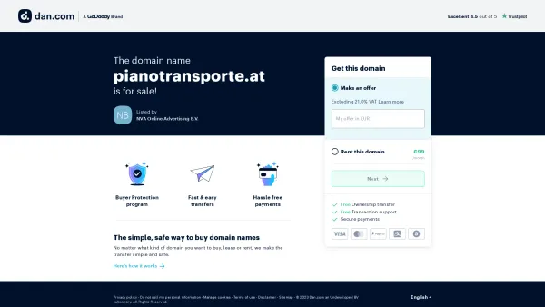 Website Screenshot: Pianotransporte - The domain name pianotransporte.at is available for rent - Date: 2023-06-14 10:44:26
