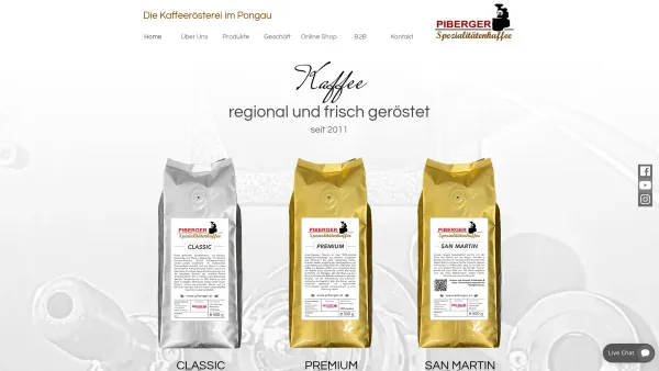 Website Screenshot: Piberger Spezialitätenkaffee - Die Kaffeerösterei Piberger in St. Johann im Pongau - Date: 2023-06-15 16:02:34