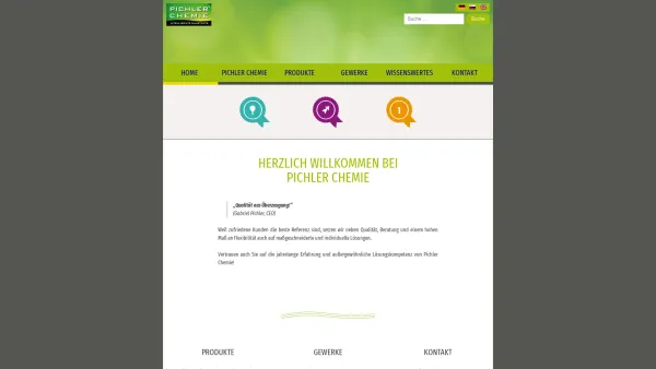 Website Screenshot: Pichler Chemie GmbH - Herzlich Willkommen bei Pichler Chemie - Pichler Chemie - Date: 2023-06-26 10:18:49