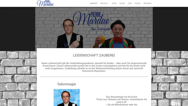 Website Screenshot: Zauberkünstler Ballonkünstler Kinderanimator Moderator PIERRE MARDUE - Pierre Mardue / Magier-Illusionist-Family Entertainer - Date: 2023-06-26 10:18:52