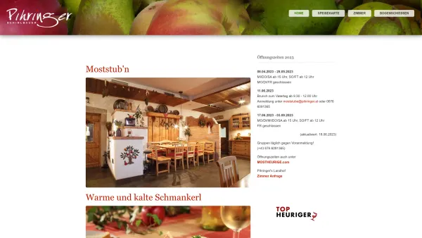 Website Screenshot: Urlaub holiday Bauerhof farm holidayappartement Ferienwohnung appartement Mostviertel cider region Pihringer Geschenke gifts Souve - Pihringer's Moststub'n - Date: 2023-06-26 10:18:52