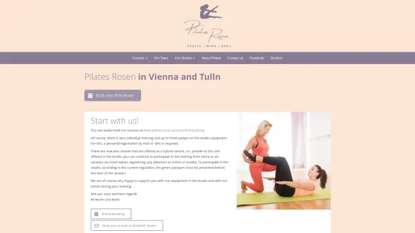 Website Screenshot: Trainingscenter4health, mind &body - Pilates Elisabeth Rosen – Trainingscenter for health, mind and body – Wien / Tulln - Date: 2023-06-15 16:02:34