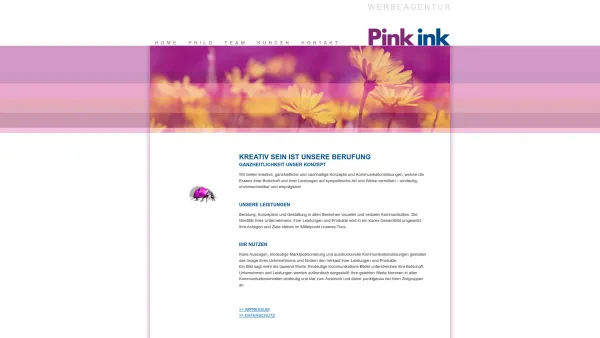 Website Screenshot: Pink Ink CD und Werbeagentur temporaerer Link - Kreative Gestaltung, Konzeption, Beratung, Werbung und Kommunikation - Werbeagentur Pink ink - Date: 2023-06-14 10:44:26