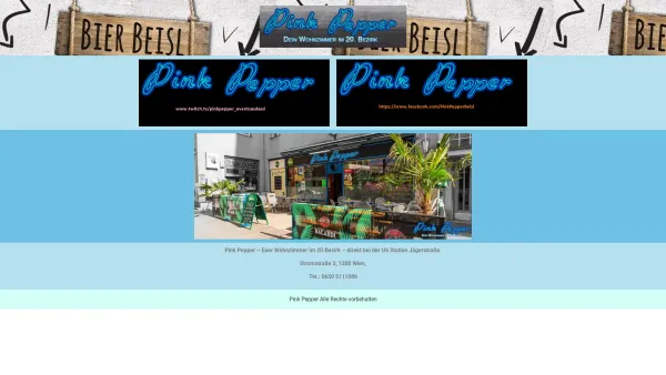 Website Screenshot: Cafe-Bar Pink Pink Pepper - PinkPepper – Pink Pepper Beisl - Date: 2023-06-26 10:18:52