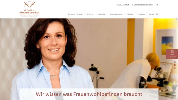 Website Screenshot: Dr. Bettina Pinnisch - Gynäkologin, Frauenärztin Wien | Dr. Bettina Frühwirth-Pinnisch - Date: 2023-06-26 10:18:52