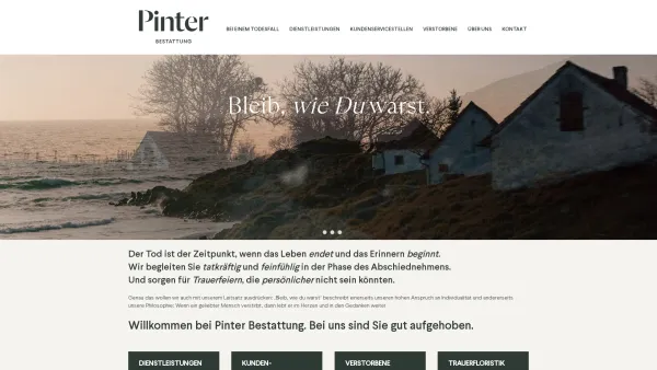 Website Screenshot: PINTER GmbH - Pinter Bestattung / Bleib, wie Du warst. - Date: 2023-06-14 10:44:26