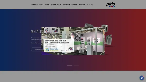 Website Screenshot: Pirlo-Tubes GmbH - Pirlo - Metallverpackungen und Kunststoffverpackungen - Date: 2023-06-14 10:44:26