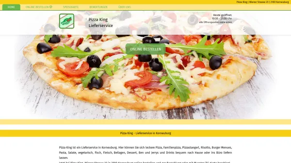 Website Screenshot: Pizza King Pizzaking Pizza-King bestellen online bestellen Service Zustellung Abholung - Pizza King Korneuburg | Pizza Zustellung online bestellen - pizzeria.at - Date: 2023-06-14 10:44:29