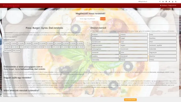 Website Screenshot: Pizzagigant - Pizza- étel rendelés, házhozszállítás - www.pizzagigant.com - Date: 2023-06-26 10:18:55