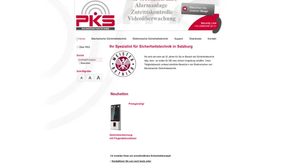 Website Screenshot: PKS-Sicherheitssysteme GmbH - Ihr Sicherheitsfachgeschäft in Salzburg - PKS Sicherheitssysteme GmbH - Date: 2023-06-26 10:18:55