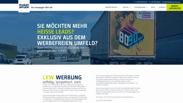 Website Screenshot: PLAKAT AM LKW GmbH 
Wir fahren Werbung nach vorne! - PLAKAT AM LKW: Lkw Werbung Kampagnen vom Profi - Date: 2023-06-26 10:18:57