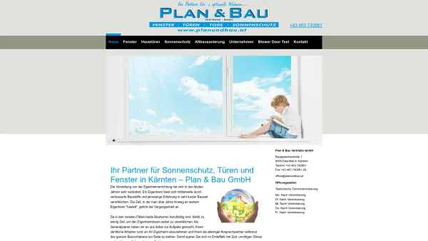 Website Screenshot: Plan und Bau - Fenster Kärnten - Plan & Bau Vertriebs GmbH - Date: 2023-06-26 10:18:57