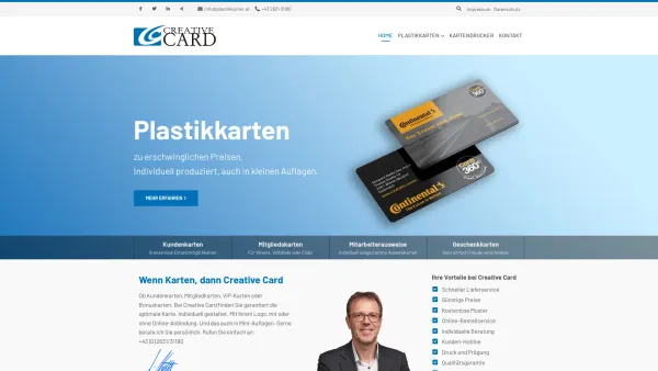 Website Screenshot: Creative Card GmbH - Plastikkarten günstig & schnell bedrucken - Creative Card GmbH - Date: 2023-06-26 10:18:57