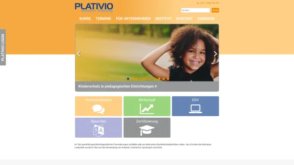 Website Screenshot: Plativio modern training EDV-Ausbildungen und Kommunikations-Training - Institut Plativio | Kurse für EDV, Wirtschaft u Kommunikation - Date: 2023-06-26 10:18:56