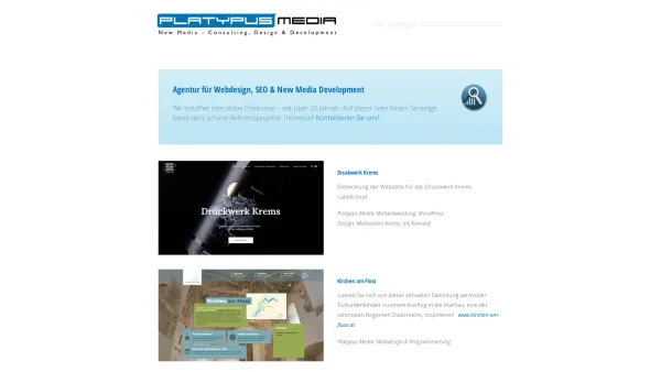 Website Screenshot: Platypus Media Design, Krenn & Partner OEG - Platypus Media Design - Webdesign & SEO - Date: 2023-06-14 10:44:29