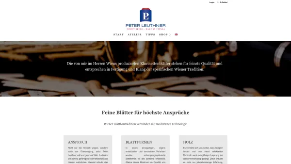 Website Screenshot: Atelier Peter Leuthner - Peter Leuthner Atelier | Klarinettenblätter - Date: 2023-06-15 16:02:34