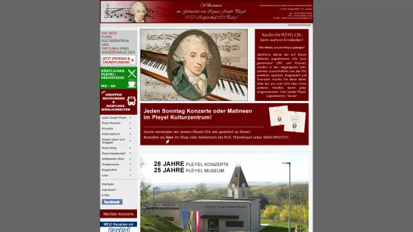 Website Screenshot: Das Museum über den Komponisten Klavierbauer und Verleger Ignaz J. Pleyel in Ruppersthal Niederösterreich - IPG - Internationale Ignaz Joseph Pleyel Gesellschaft - Date: 2023-06-26 10:19:00