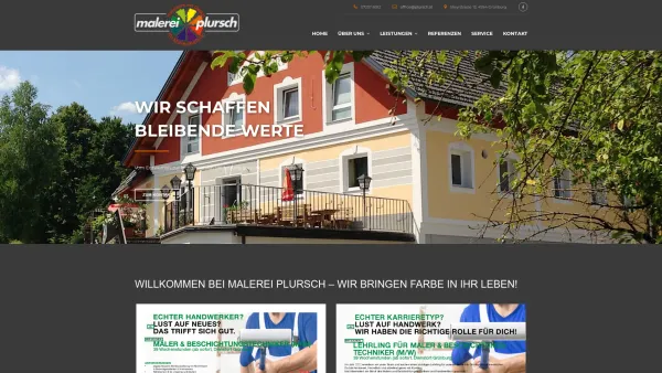 Website Screenshot: Handwerk mit Design, Malerei und Anstrich Kurt Plursch - Startseite - Malerei Plursch in Grünburg - Date: 2023-06-26 10:19:00