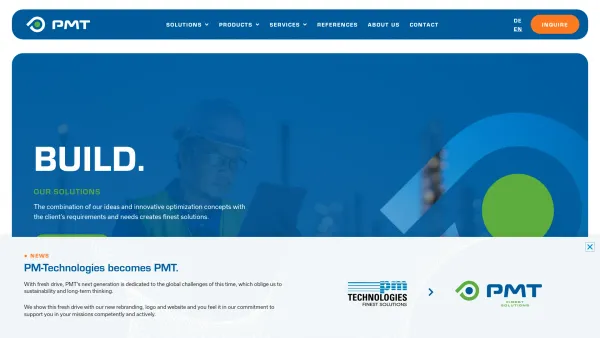 Website Screenshot: PM-Technologies GmbH - PMT - System supplier in the cement and mineral industry - Date: 2023-06-26 10:19:00