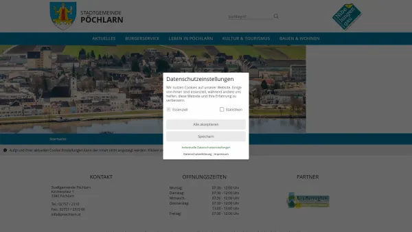 Website Screenshot: der Stadtgemeinde Pöchlarn - Pöchlarn - Die Nibelungenstadt - Startseite - Date: 2023-06-26 10:19:00