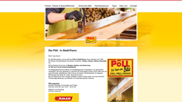 Website Screenshot: Bau- und Farbenfachmarkt PÖLL - Mein Adler Farbenmeister - Poell Bau - Farben, Fliesen, Baustoffe, Schimmel entfernen - Date: 2023-06-14 10:44:29