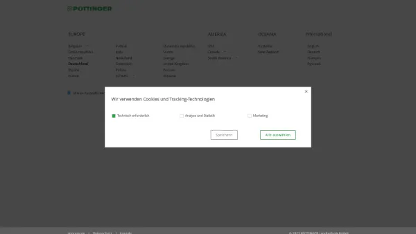 Website Screenshot: Pöttinger Alois Maschinenfabrik GmbH - PÖTTINGER Landtechnik GmbH - Länderwahl / Choose your region - Date: 2023-06-26 10:19:03