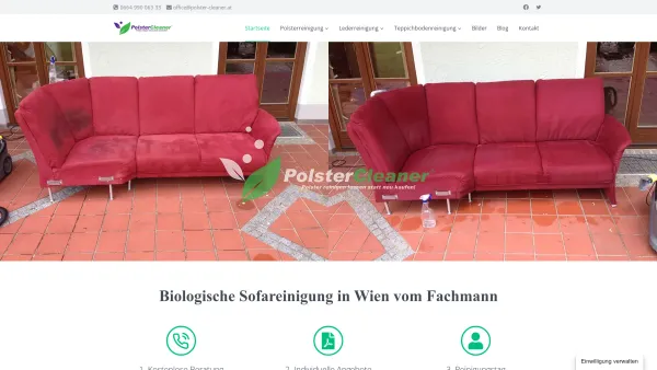 Website Screenshot: Polster Cleaner Teppichboden & Polsterreinigung - Sofareinigung in Wien und Polsterreinigung biologisch vom Fachmann - Date: 2023-06-14 10:46:49