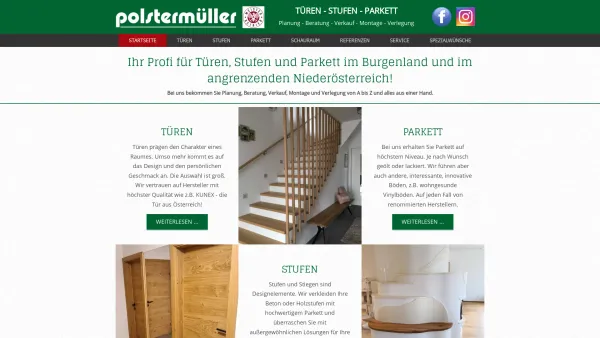 Website Screenshot: Holzstudio Polstermüller - Polstermüller - PARKETT BÖDEN - TÜREN DESIGN - STUFEN WÄND - Date: 2023-06-26 10:19:03