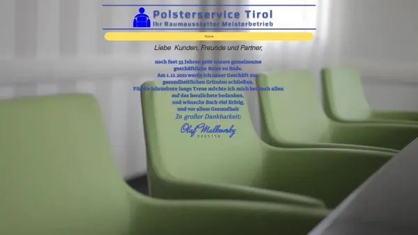 Website Screenshot: Polsterservice Tirol - Home | Polsterservice - Date: 2023-06-26 10:19:03