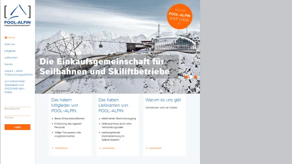 Website Screenshot: POOL-ALPIN Einkaufsgemeinschaft GmbH - Einkaufsgemeinschaft für Seilbahnen & Skiliftbetriebe - Date: 2023-06-26 10:19:06
