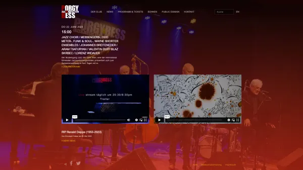 Website Screenshot: Jazzclub Porgy Bess Vienna Austria - Porgy & Bess - Jazz & Music Club - Date: 2023-06-26 10:19:06