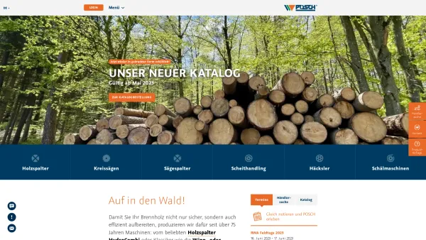 Website Screenshot: POSCH Leibnitz Holzspalter Kreissägen Schneidspalter - POSCH - Brennholz spalten und sägen - Brennholzmaschinen - Date: 2023-06-15 16:02:34