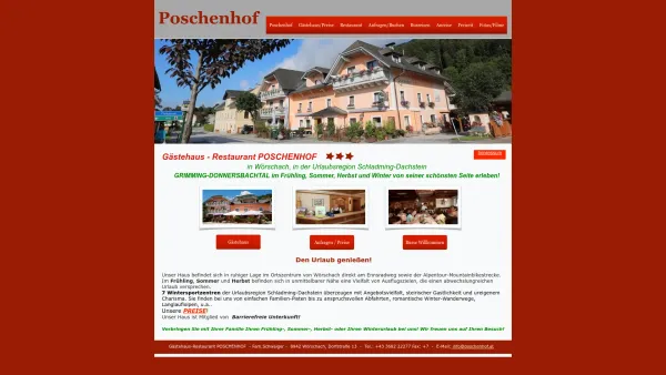 Website Screenshot: Gästehaus Restaurant Poschenhof - Date: 2023-06-26 10:19:06