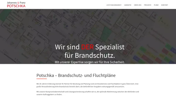 Website Screenshot: Johannes Potschka Brandschutz und Fluchtpläne - Potschka – Brandschutz- und Fluchtpläne - Date: 2023-06-15 16:02:34