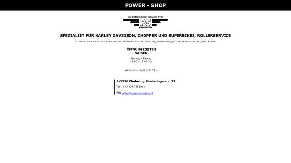 Website Screenshot: Power-Shop - POWER-SHOP - SPEZIALIST FÜR HARLEY DAVIDSON, CHOPPER UND SUPERBIKES - Date: 2023-06-26 10:19:09