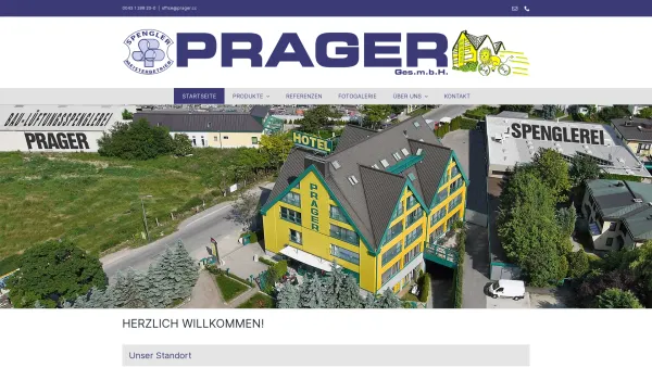Website Screenshot: Franz Prager www.prager.cc powered by WebMachine Technologies Webhosting and DomaServices - Prager – Bauspenglerei, Schlosserei in Wien – Klimaanlagen, Lüftungsbau und Schwarzdeckungen - Date: 2023-06-15 16:02:34
