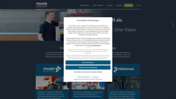 Website Screenshot: Praher Kunststofftechnik GmbH - Praher Group | Die Konzernmutter | Praher Group - Date: 2023-06-14 10:44:32