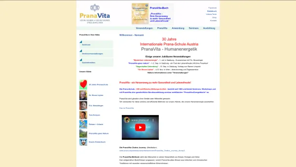 Website Screenshot: Intern. Prana-Schule Austria Burgi Sedlak - Willkommen - Namasté - Date: 2023-06-26 10:19:12