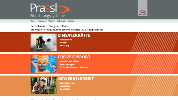 Website Screenshot: Reinhold Prassl Einrichtungssysteme - Prassl Einrichtungssysteme - Qualität aus Österreich - Date: 2023-06-26 10:19:12