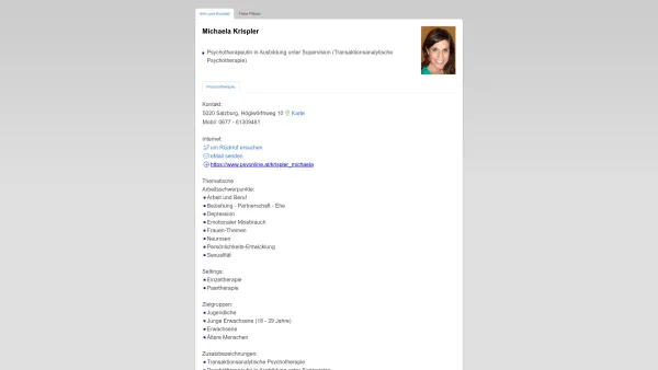 Website Screenshot: Praxis für Psychotherapie Michaela Krispler - Michaela Krispler - Date: 2023-06-26 10:19:12