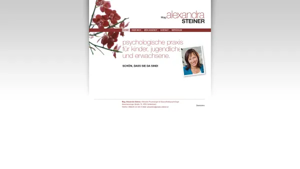 Website Screenshot: Mag. Alexandra Steiner, Klinische und Gesundheitspsychologin - Home - Alexandra Steiner - Date: 2023-06-14 10:44:32