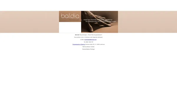 Website Screenshot: bei Baldia Physiotherapie - Willkommen bei Baldia Physiotherapie - Date: 2023-06-26 10:19:12
