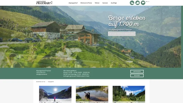 Website Screenshot: Alpengasthof Praxmar - PRAXMAR - Gasthof-Sellraintal-Tirol - Date: 2023-06-26 10:19:12