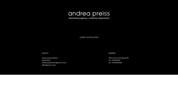 Website Screenshot: andrea preiss werbeagentur - Andrea Preiss | Celebrity Department - Date: 2023-06-26 10:19:12