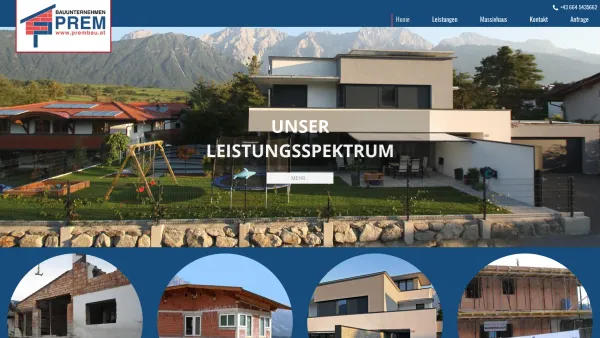 Website Screenshot: PREM BAUUNTERNEHMEN G.m.b.H. - Baumeister in Innsbruck Land | BAUUNTERNEHMEN PREM - Date: 2023-06-26 10:19:12