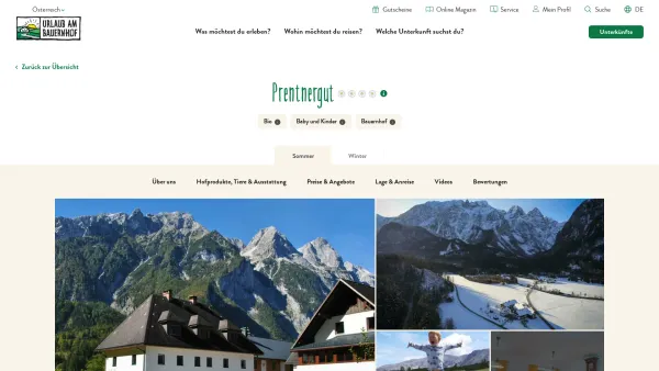 Website Screenshot: Prentnergut, GENUSS AM URSPRUNG - Prentnergut in Hinterstoder, Nationalparkregion Kalkalpen - Date: 2023-06-26 10:19:15