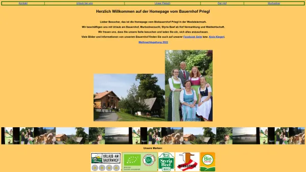 Website Screenshot: Prieglhof Urlaub am Bauernhof - Bauernhof Priegl - Date: 2023-06-14 10:44:34