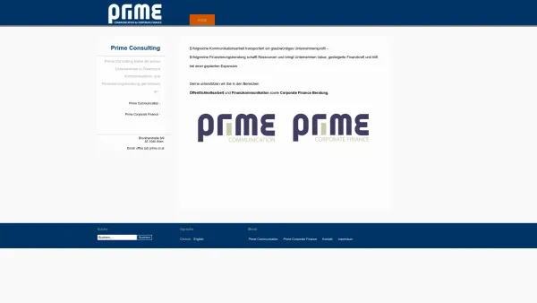 Website Screenshot: PRIME COMMUNICATION CORPORATE FINANCE - prime.co.at - Home - Date: 2023-06-26 10:19:15